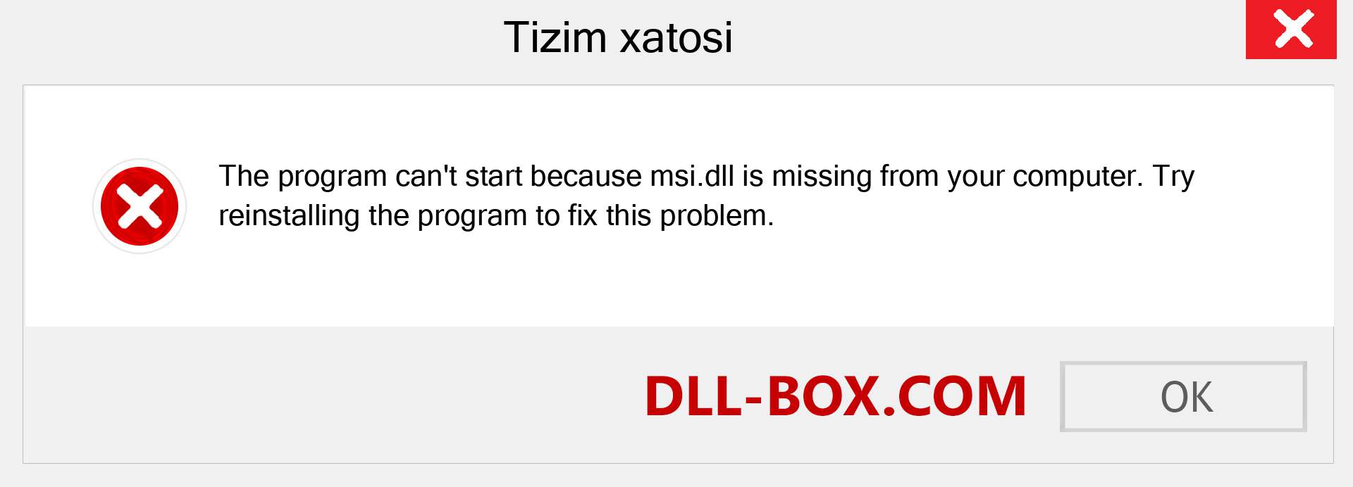 msi.dll fayli yo'qolganmi?. Windows 7, 8, 10 uchun yuklab olish - Windowsda msi dll etishmayotgan xatoni tuzating, rasmlar, rasmlar